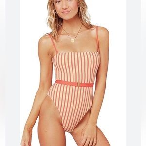 Lspace one piece swimsuit striped belt lockheart